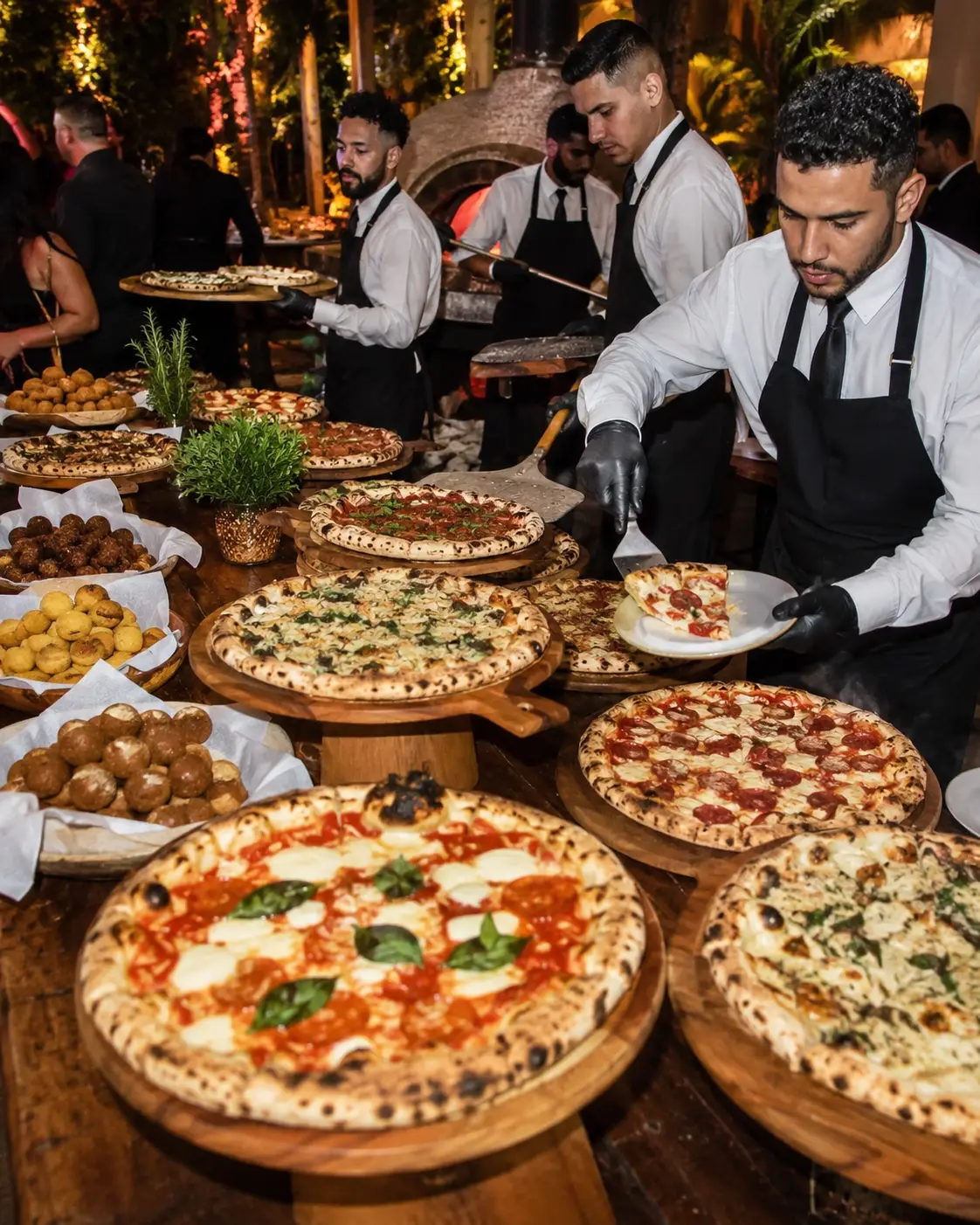 Cardápio Imperial: pizza, salgados e garçom no seu evento